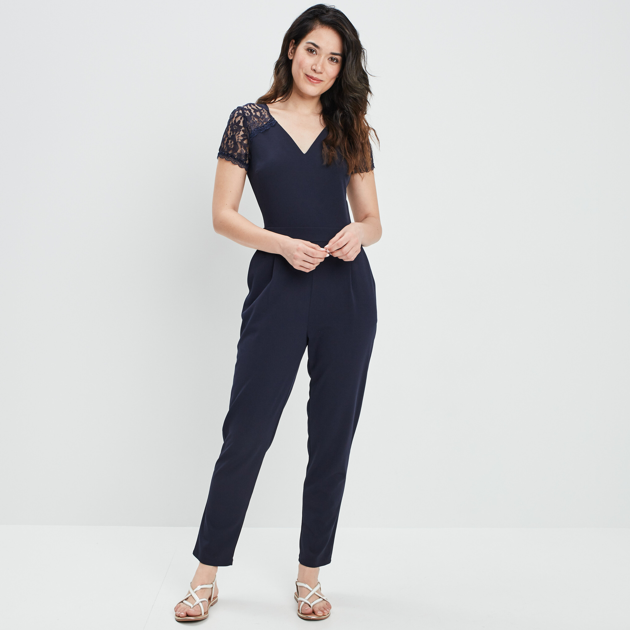Combinaison pantalon ajustée bleu marine femme | La Halle