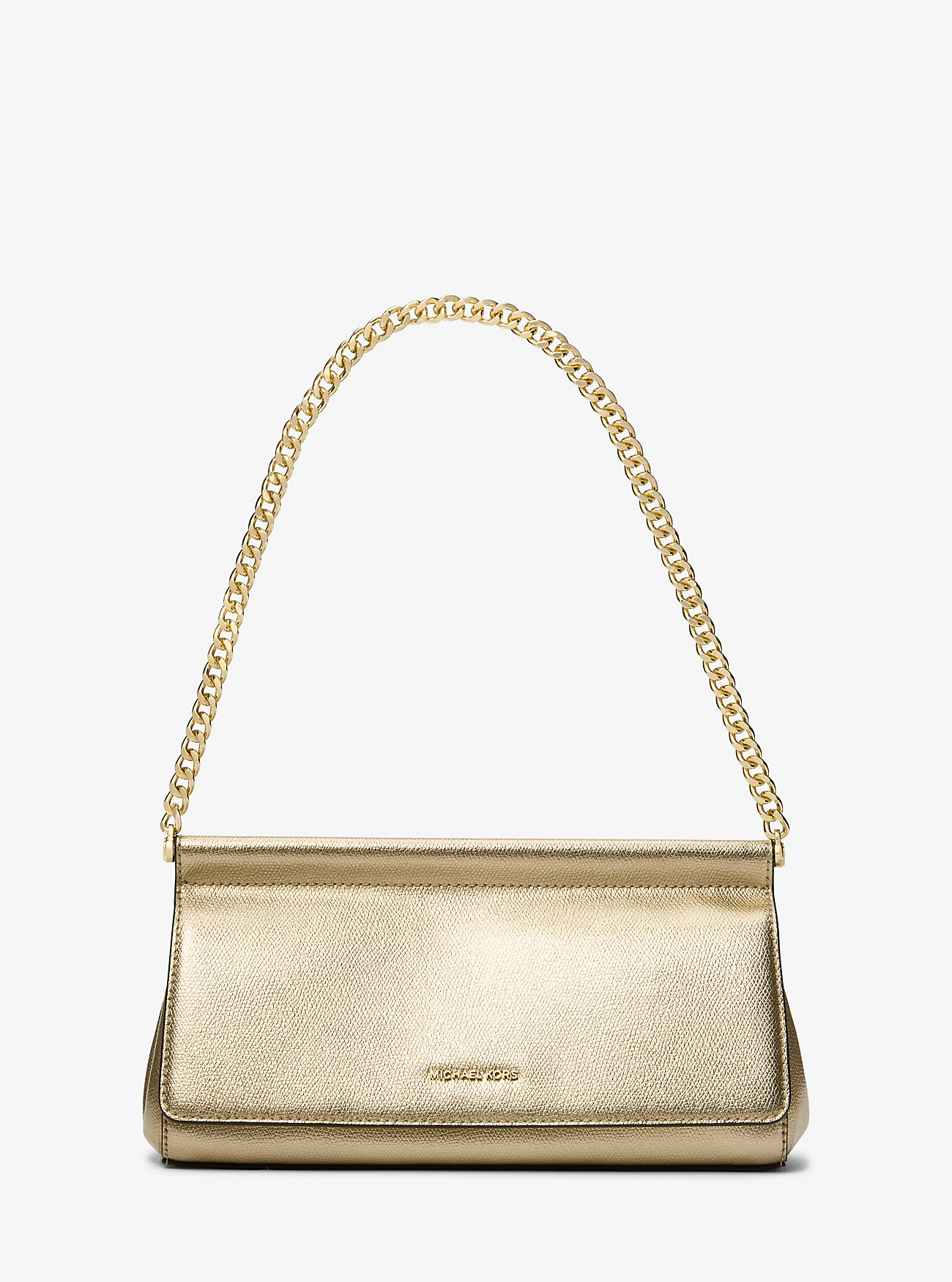 Carmine Medium Metallic Pebbled Leather Pochette - PALE GOLD