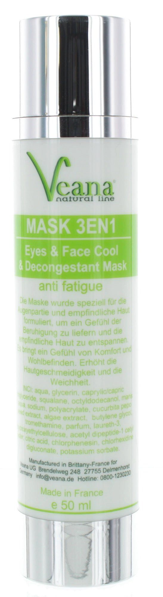 Veana Augenmaske 3in1 kühlende Rotalgen-Augenmaske gegen Schwellungen und Tränensäcke, Eye and Face Cool Mask mit Rotalgen-Extrakt und Meeresmineralien