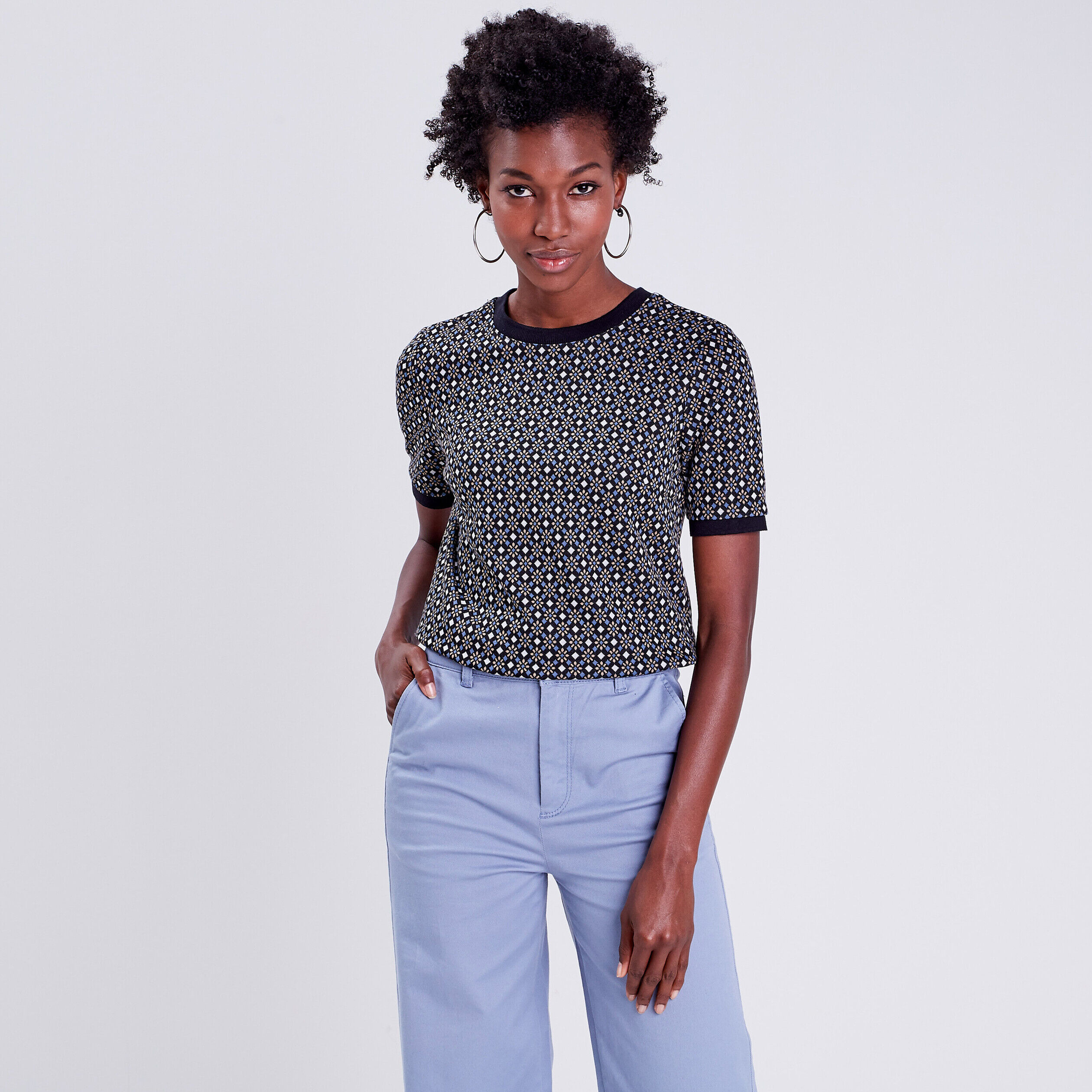 Sweat manches courtes bleu marine femme | Cache Cache