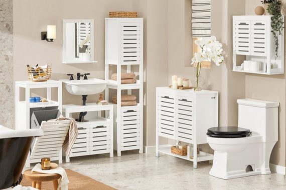 SoBuy Badkommode BZR50, Badschrank fürs Bad Badezimmerschrank Aufbewahrungsschrank Flurschrank