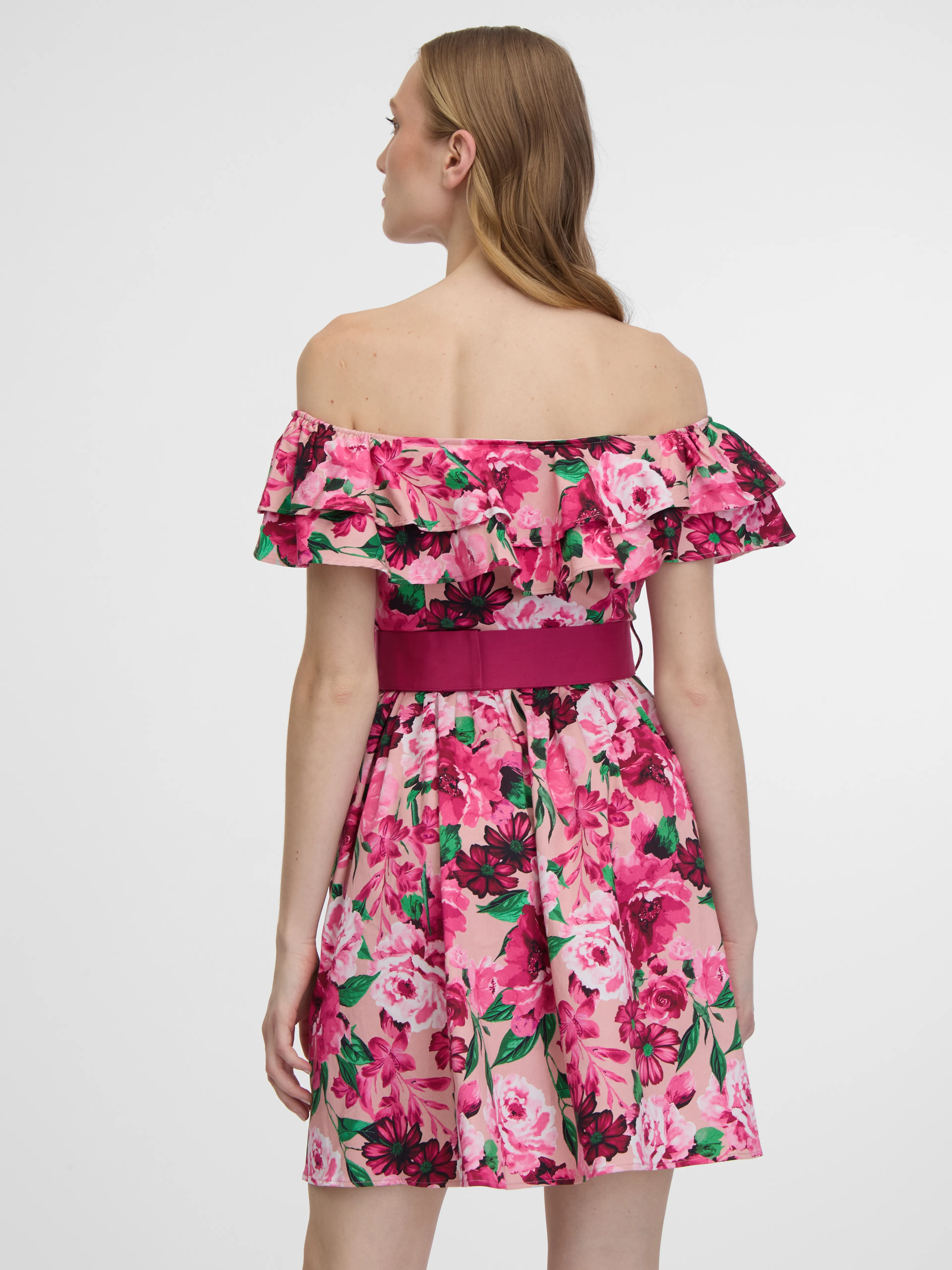 Dunkelrosa Damen-Blumenkleid ORSAY