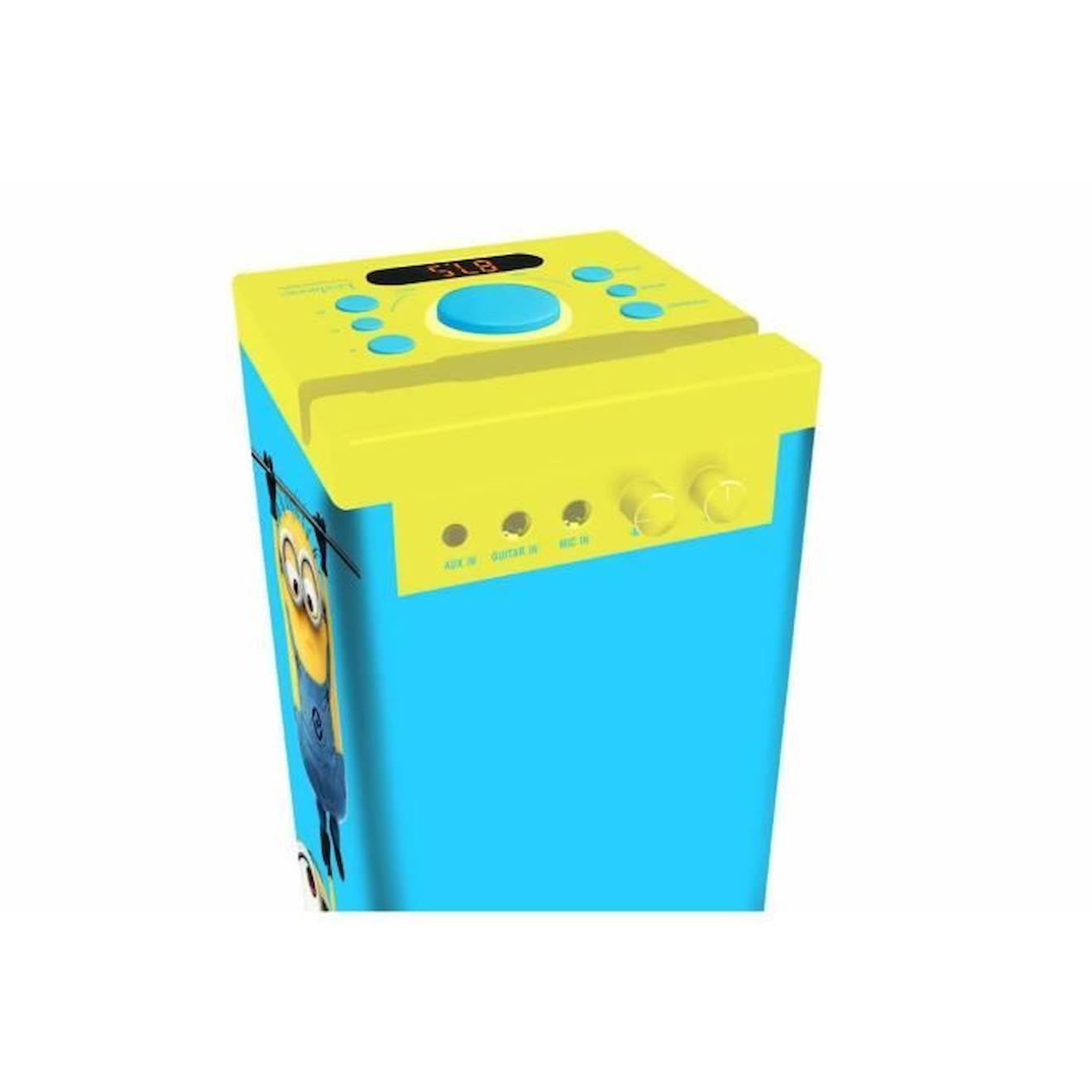 Puissante Enceinte Lumineuse Bluetooth® format tour avec micro et fonction changement de voix Les Minions bleu