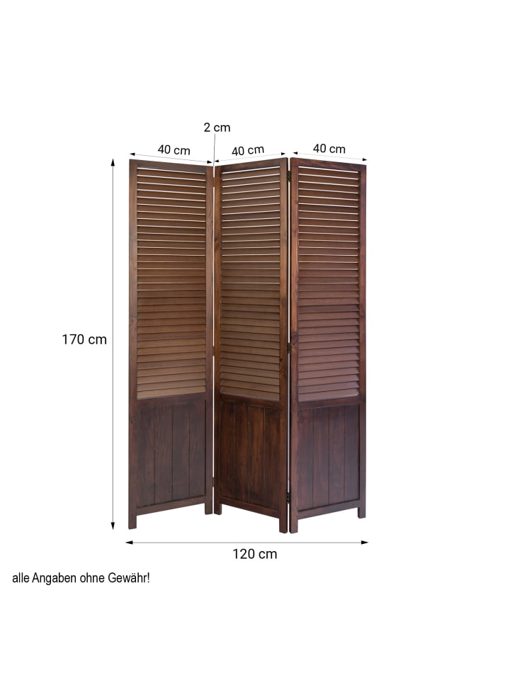 Homestyle4u 3-tlg. Paravent in Braun 120x170 günstig kaufen onesize