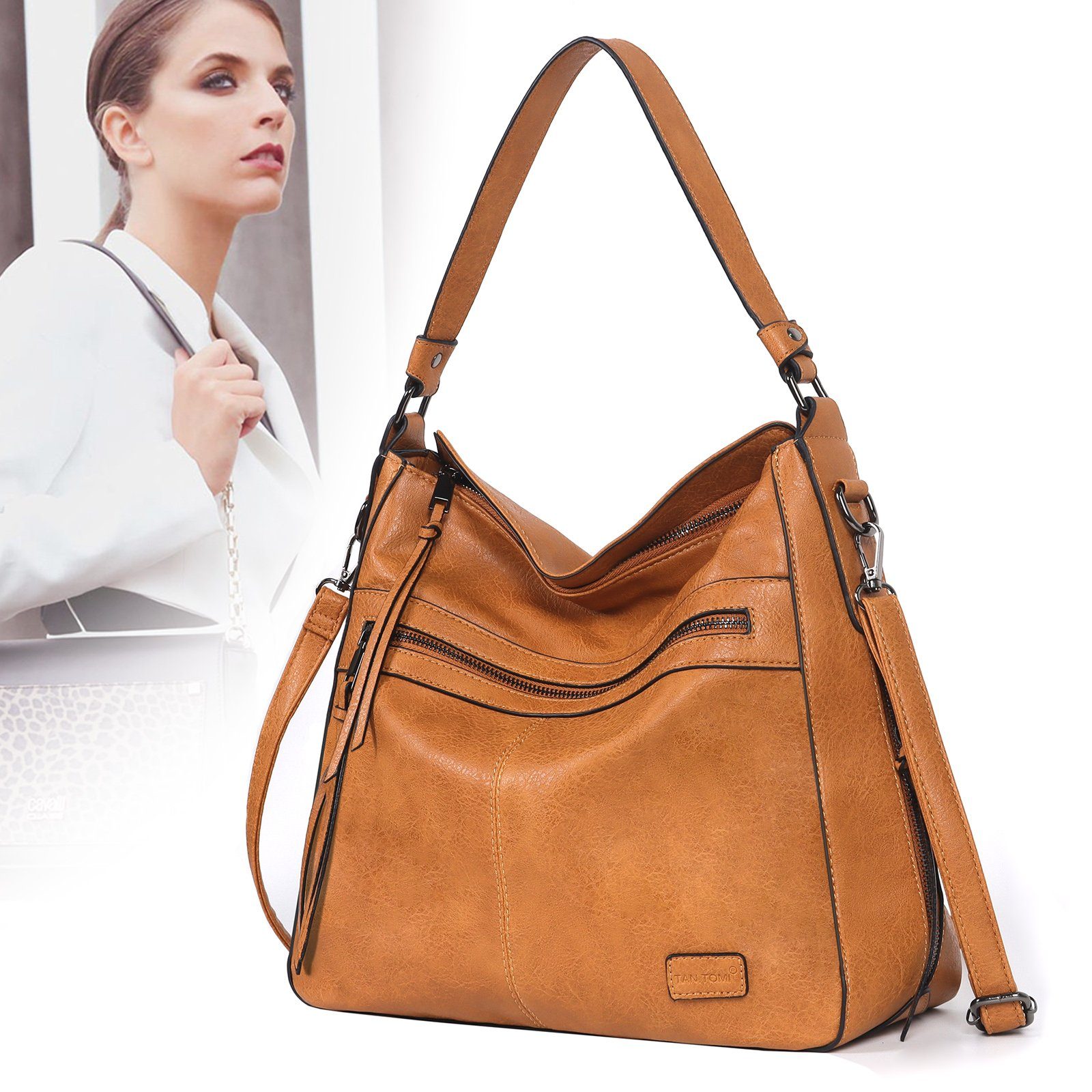 TAN.TOMI Handtasche Damen Schultertasche Groß Shopper Synthetisches-Lederhandtasche, Handtaschen Umhängetasche Damen Taschen