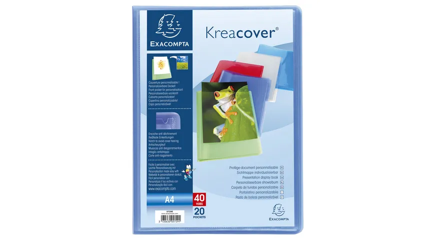 EXACOMPTA Sichtmappe mit 20 Hüllen Krea Cover A4 farbig sortiert sortiert
