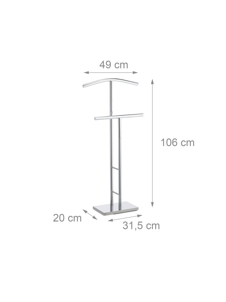 relaxdays Herrendiener in Silber - (B)49 x (H)106 x (T)20 cm günstig kaufen onesize