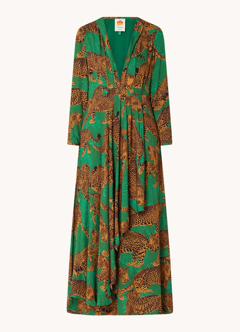 Φόρεμα μάξι με animal print και πλισέ λεπτομέρειες από τη Farm Rio