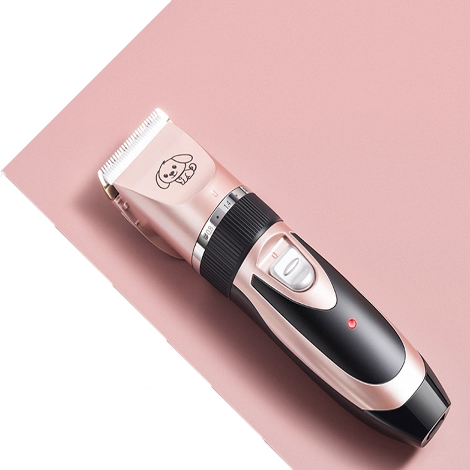 KINSI Hundeschermaschine Hundeschermaschine 1500 mAh,Geringes Rauschen,USB-Aufladung,Roségold
