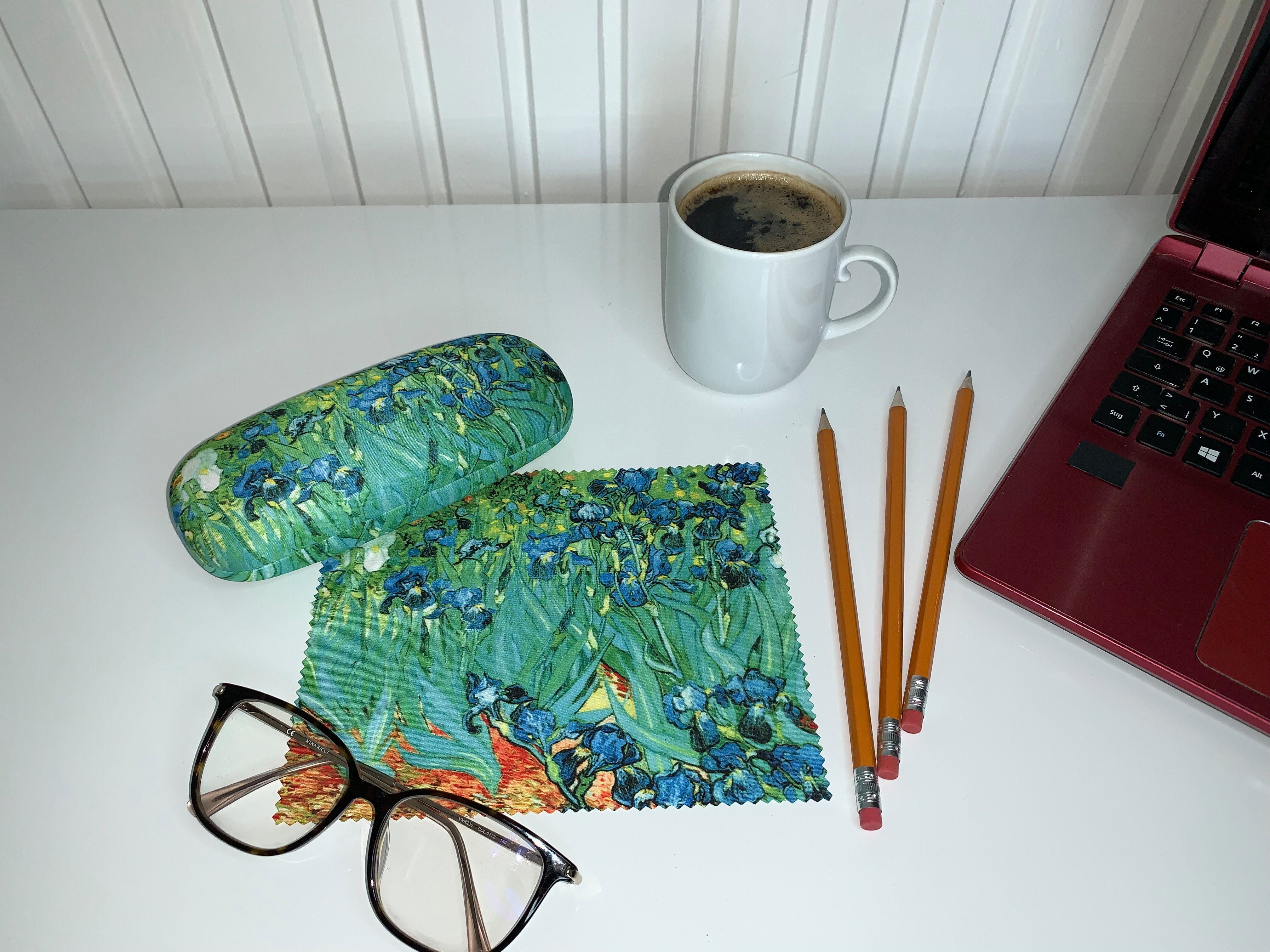 von Lilienfeld Brillenetui Brillenetui Vincent van Gogh Iris Blumen Kunst Motiv Brillenbox, stabiles mit Mikrofaser bezogenes Hardcase