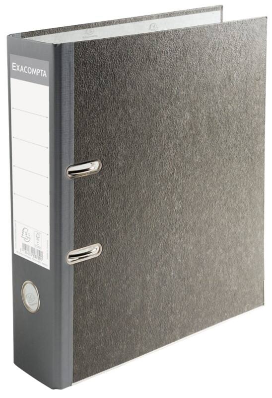 Exacompta Prem Touch Ordner DIN A4 80 mm Grau 2 Ringe 53709E Pappkarton, PP (Polypropylen) Wolkenmarmor Hochformat 20 Stück
