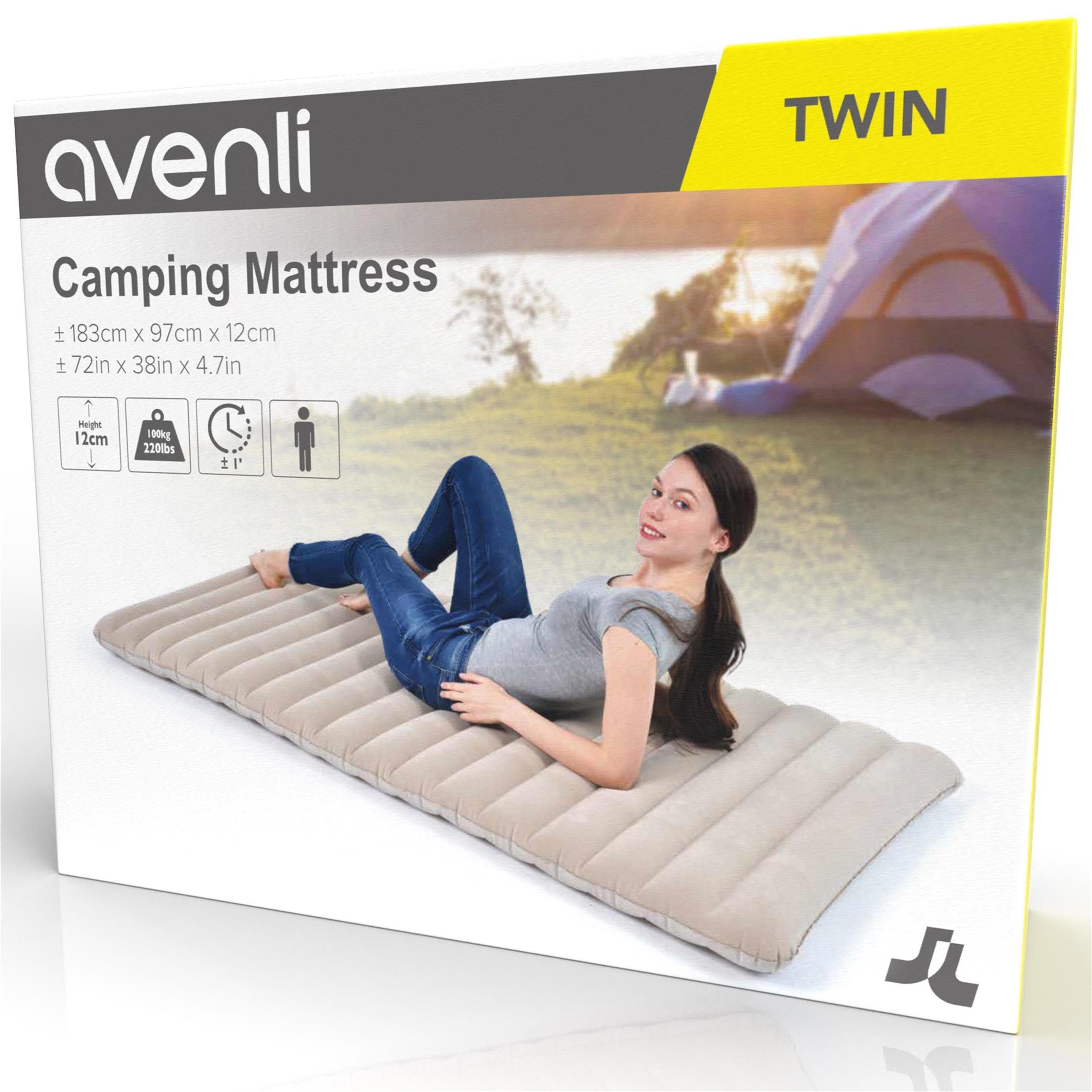 Avenli Luftbett Campingbett aufblasbar, (Luftmatratze für 1 Person), beflockte Oberfläche