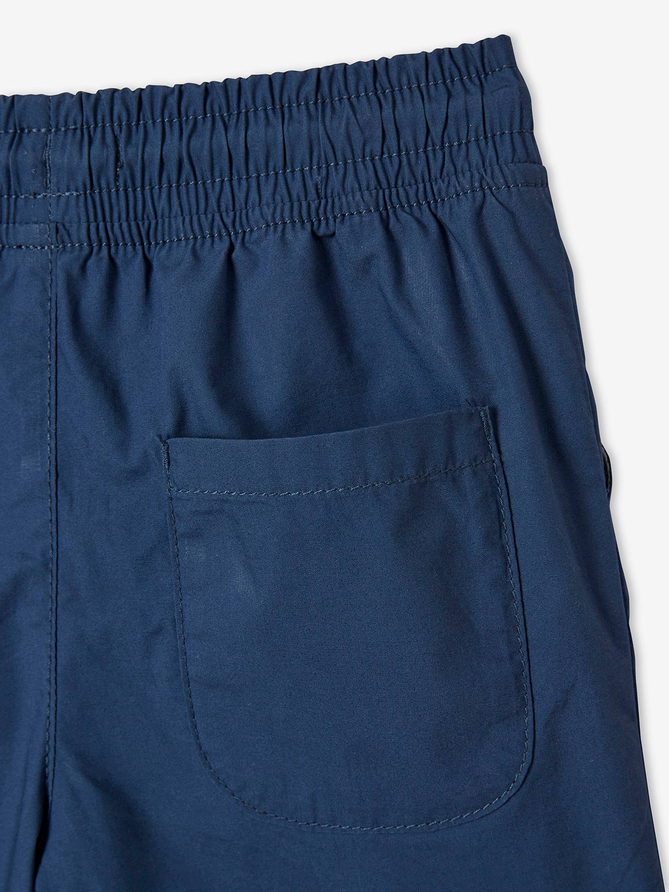 Bermuda battle facile à enfiler garçon en popeline craquante bleu jean