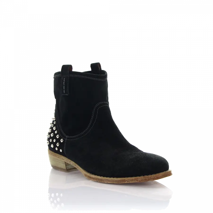 Rossano Bisconti - Stiefeletten Veloursleder Nieten schwarz - schwarz
