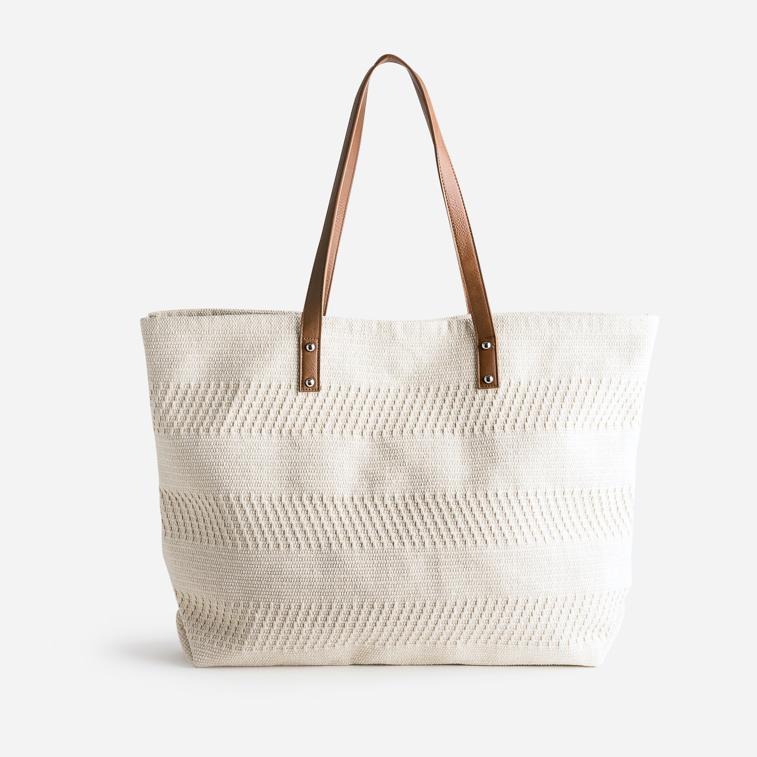 Sac cabas TEXTO écru textile tissé