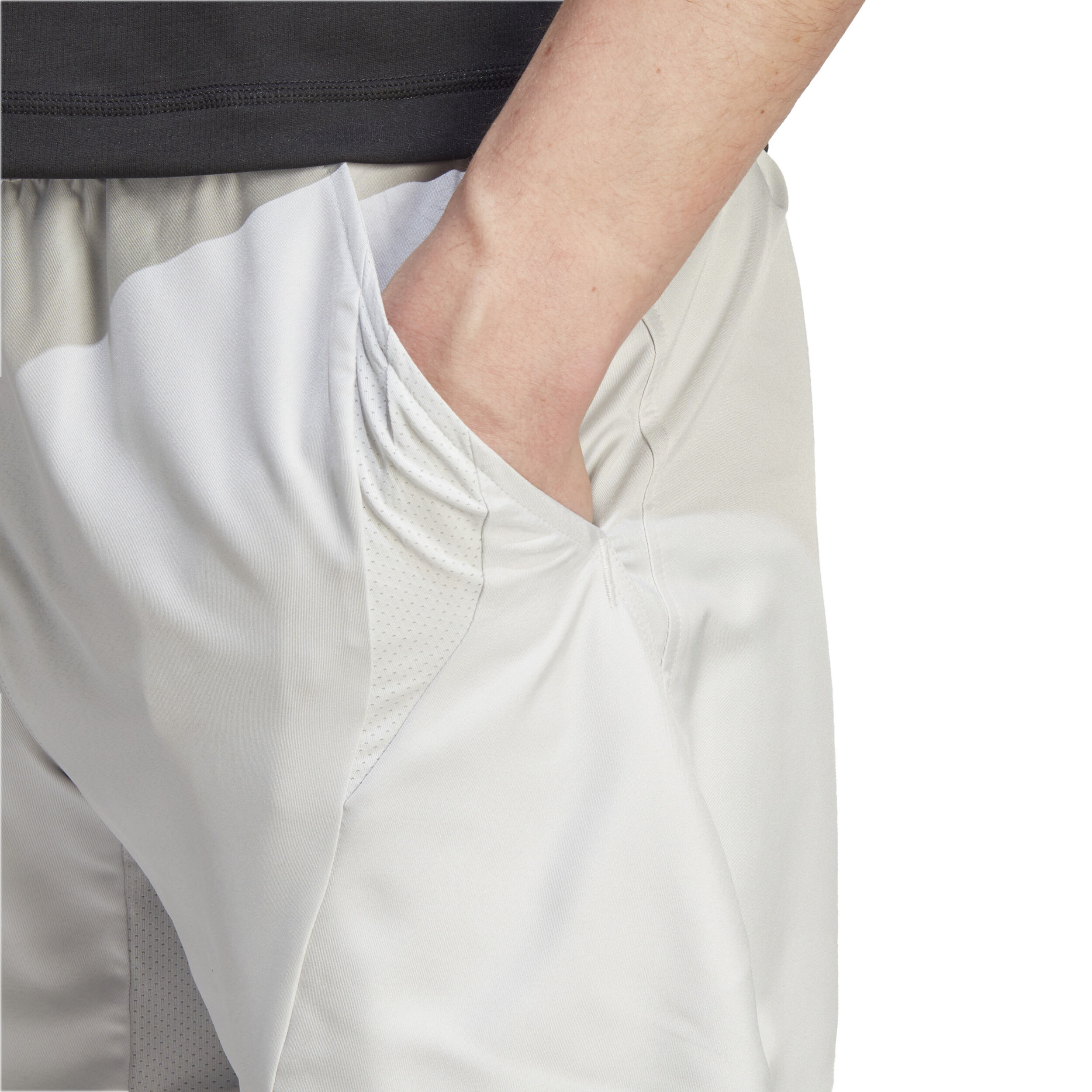 2in1 Pro Shorts Herren - Hellgrau, Schwarz