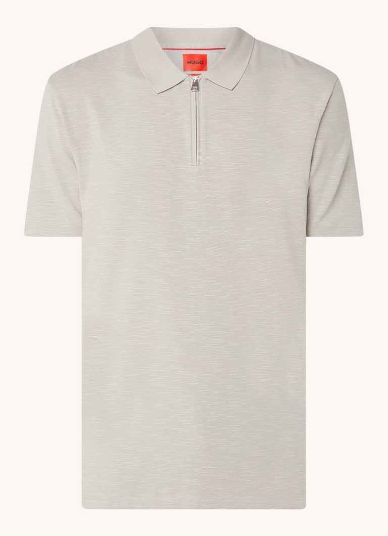 Polo HUGO BOSS Dekok de corte regular com meio zíper
