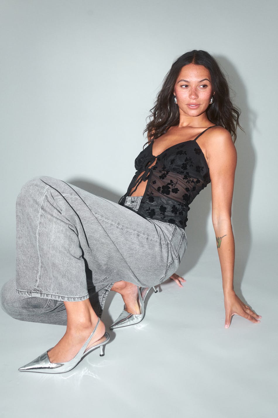 Burnout tie front singlet