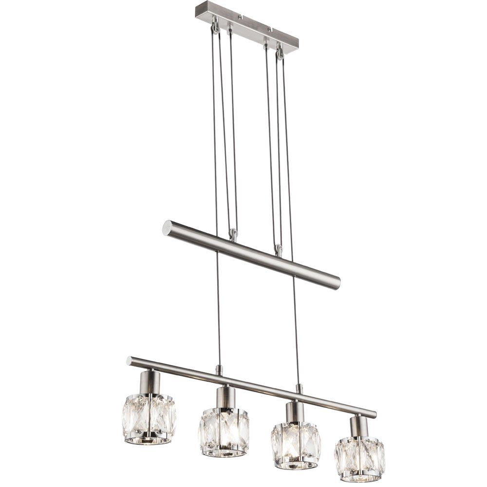 etc-shop Hängeleuchte, Leuchtmittel nicht inklusive, Decken Hänge Leuchte Chrom Wohn Zimmer Glas Kristall Pendel Lampe