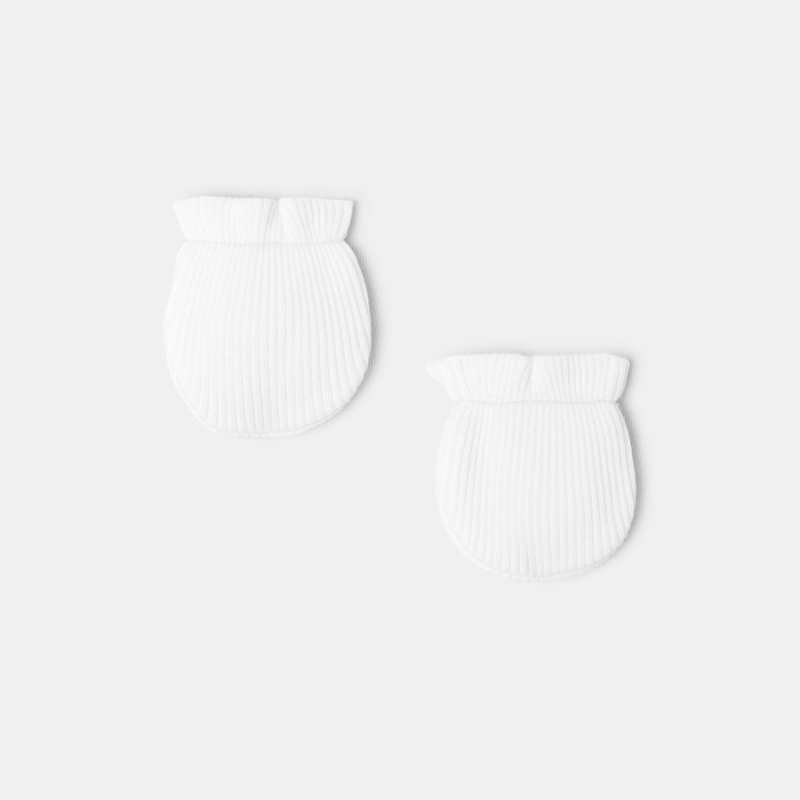 Moufles en coton tubulaire blanches naissance Absorba
