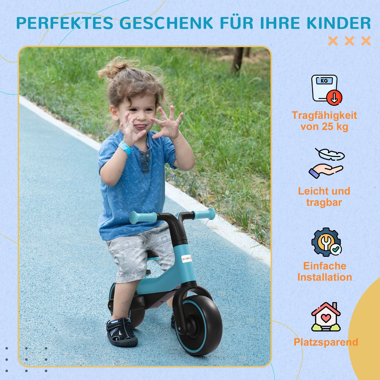 AIYAPLAY Laufrad Kinderlaufrad nur 3,5kg verstellbarer Sitz für 1,5-3 Jahre Blau