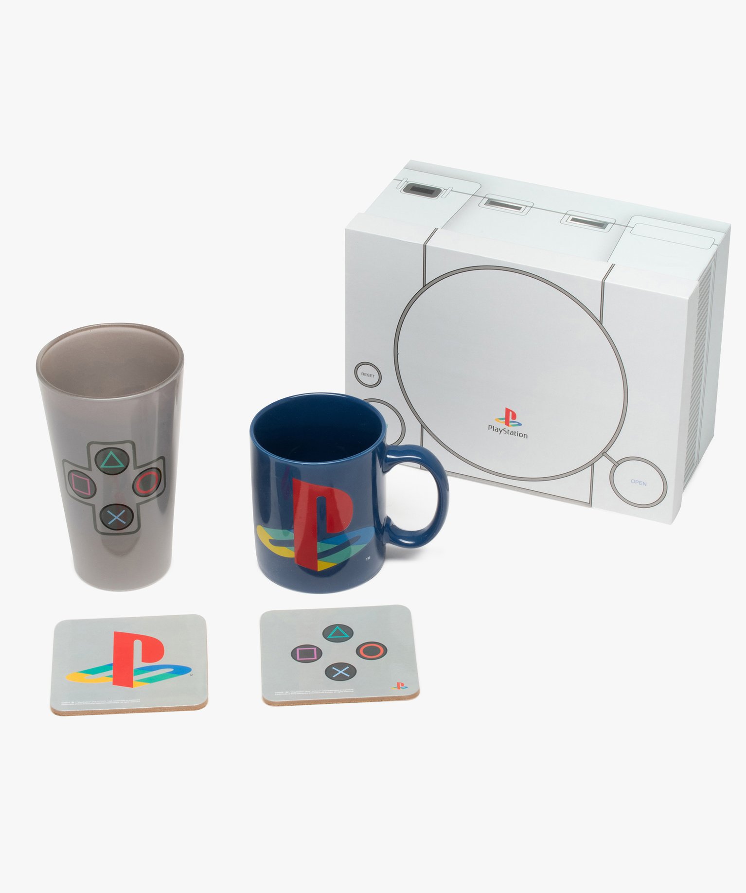 Coffret cadeau 4 pièces : 1 mug + 1 verre + 2 sous-verre - ... gris | GEMO