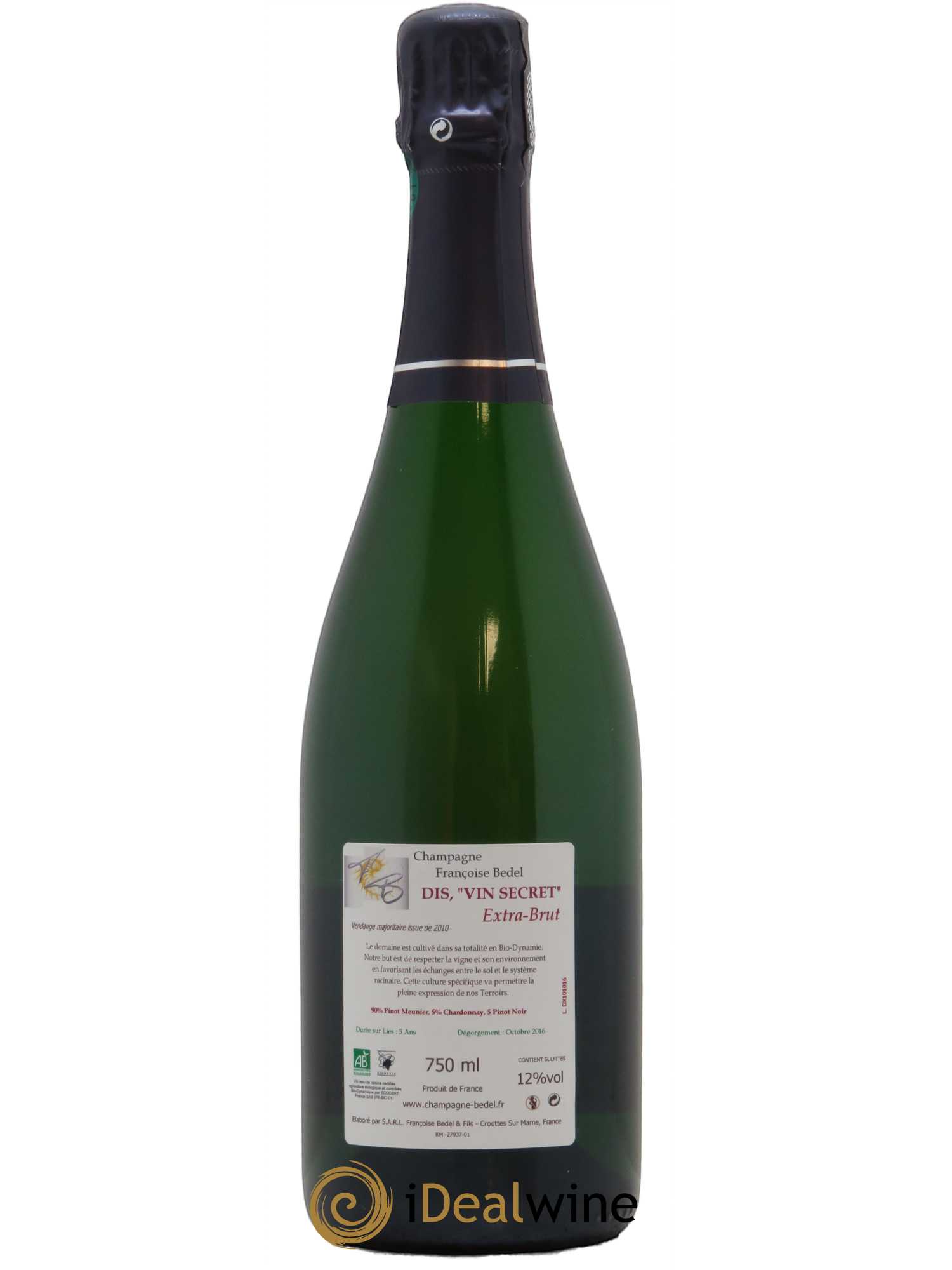 Dis Vin Secret Françoise Bedel et Fils   - Lot de 1 Bouteille
