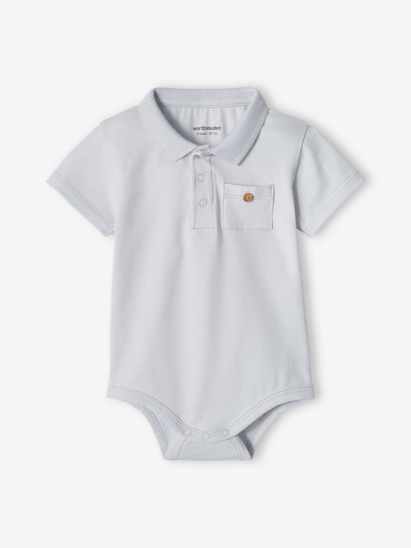 Vertbaudet 2er-Pack Baby Bodys für Neugeborene, Polokragen Oeko-Tex - hellblau