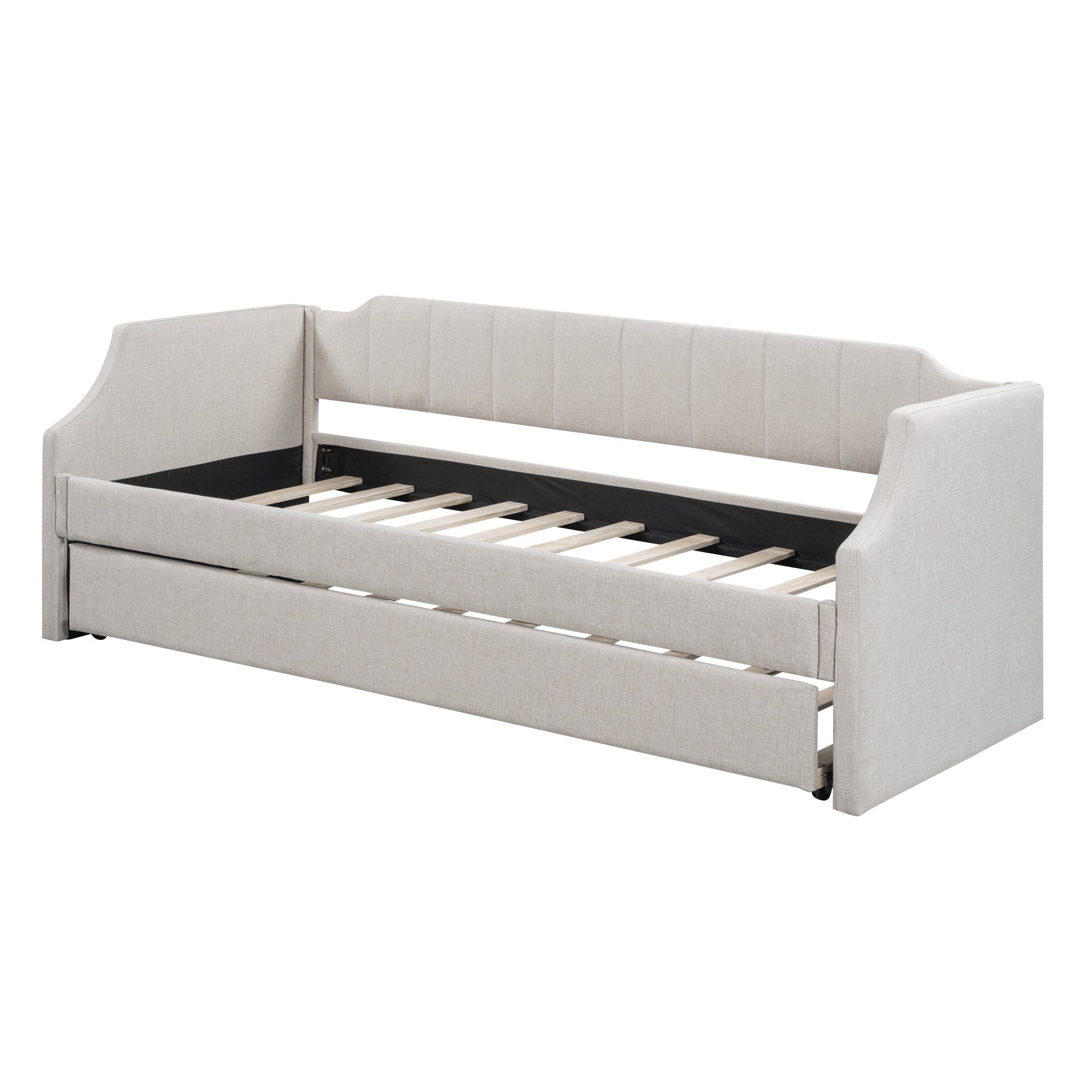 WISHDOR Einzelbett Schlafsofa, Gästebett, Funktionsbetten, ausziehhare Liegeffäche (Gepolstertes Single Daybed mit Rollbett, 90 x 200(190) cm), Ohne Matratze