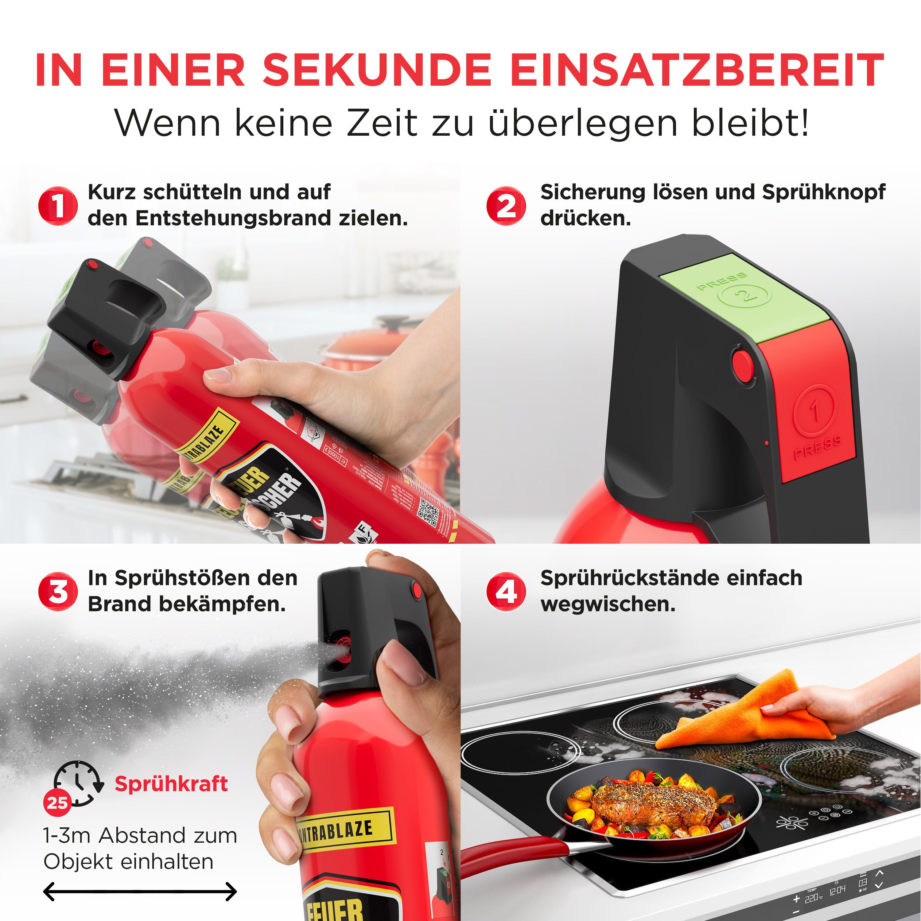 CONTRABLAZE Feuerlöschspray 1x 750ml gegen Fett- und Entstehungsbrände, (1-St)