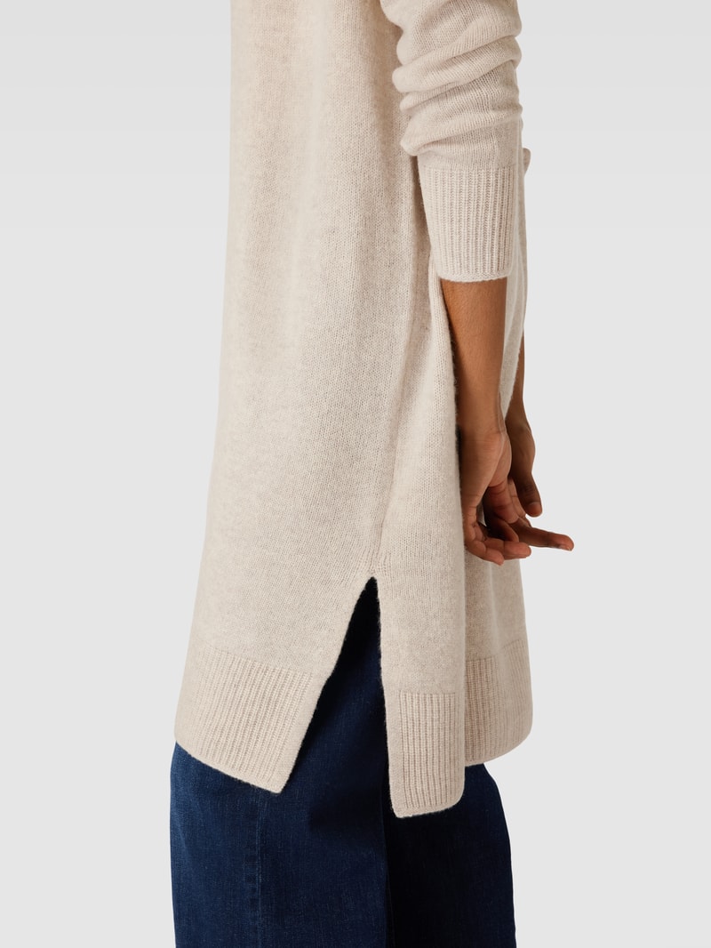 Strickcardigan mit offener Vorderseite in beige meliert
