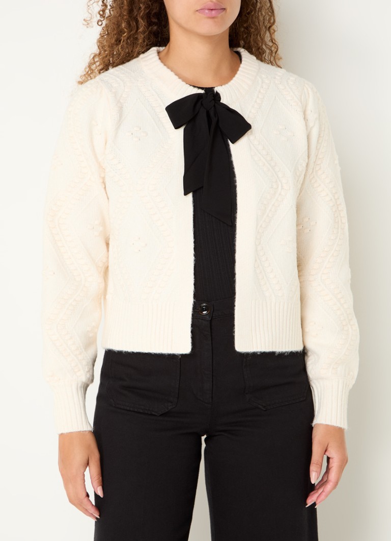 Cardigan French Connection Kitty Chunky tricotat cu fundă decorativă