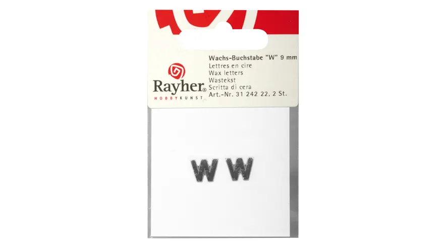Rayher Wachsbuchstaben -W- silber 9mm 2Stück