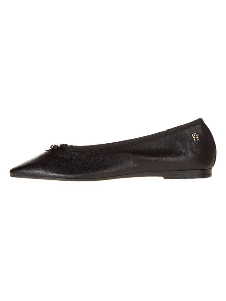 Tommy Hilfiger Shoes Leder-Ballerinas in Schwarz günstig kaufen