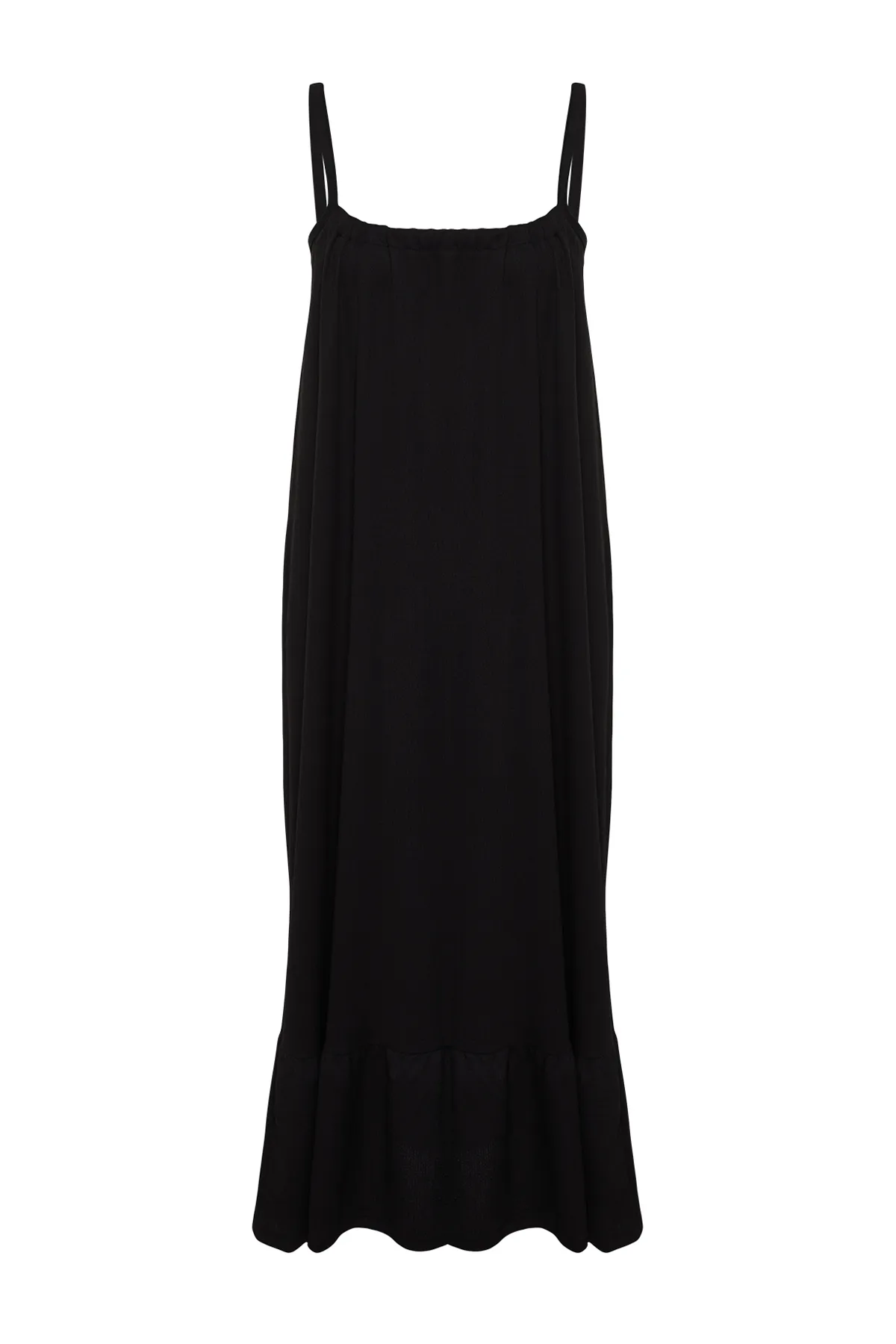 Trendyol Collection  Schwarzes, detailliertes, gewickeltes/strukturiertes Maxi-Strickkleid mit Trägern am Rücken TWOSS24EL00259