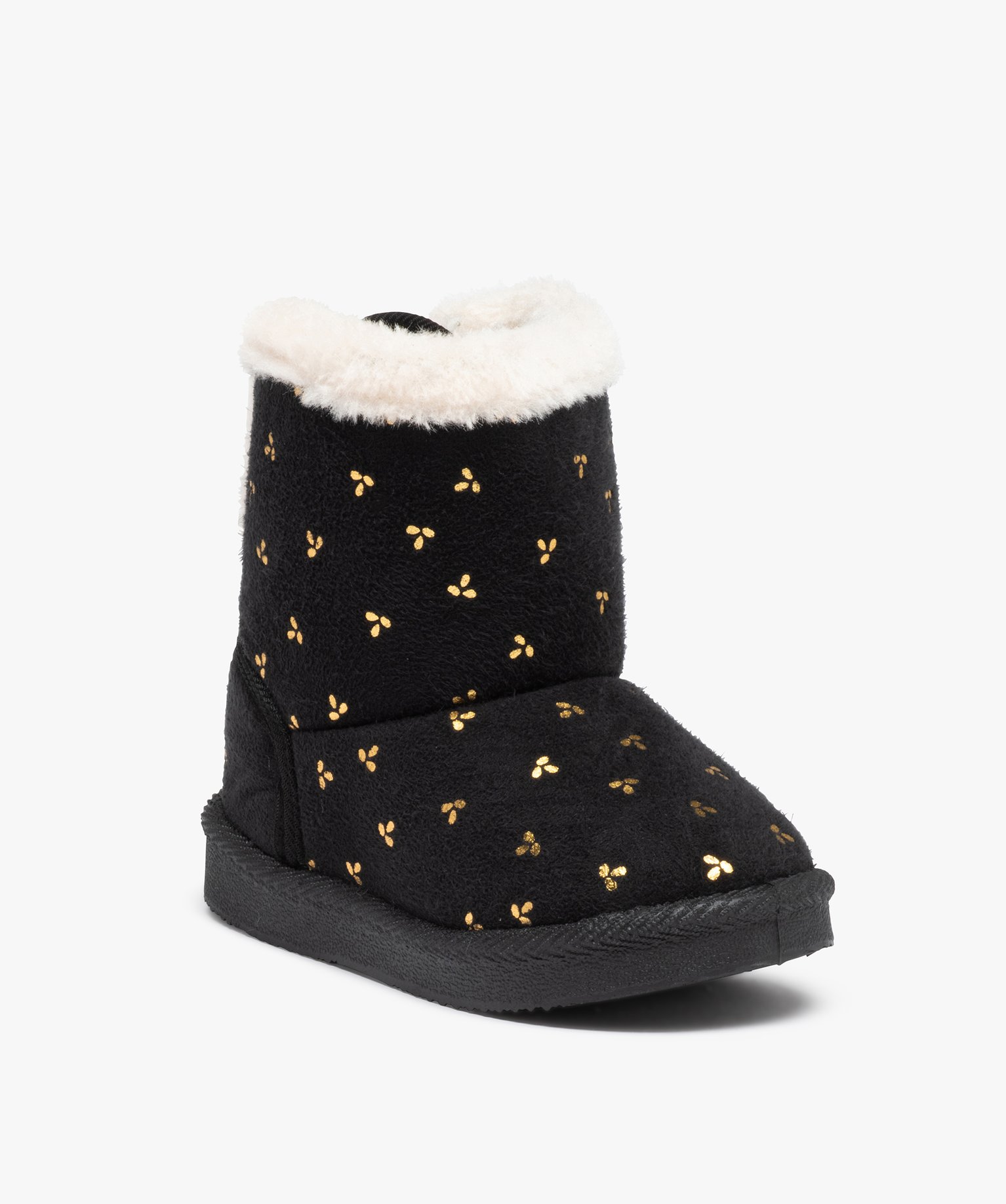 Boots fourrées fille en suédine motif métallisé - LuluCa... noir | GEMO