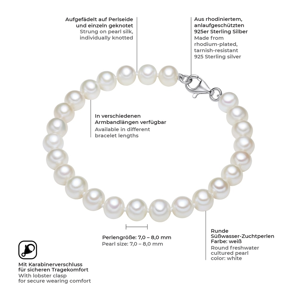 Valero Pearls Bracelet Argent sterling Perle de culture d'eau douce en Argent Bracelet