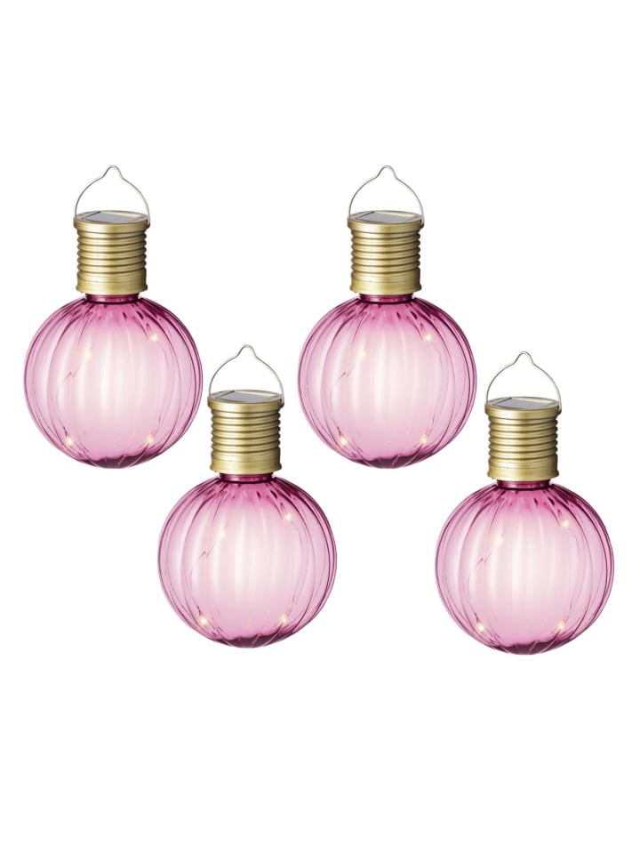 MARELIDA 4er Set LED Solar Glühbirne GLOW H: 11cm in pink günstig kaufen onesize