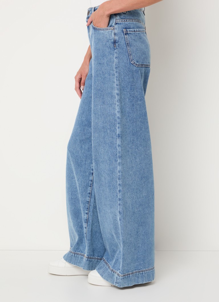 Jeans a gamba larga a vita alta MaxMara Vega, lavaggio chiaro