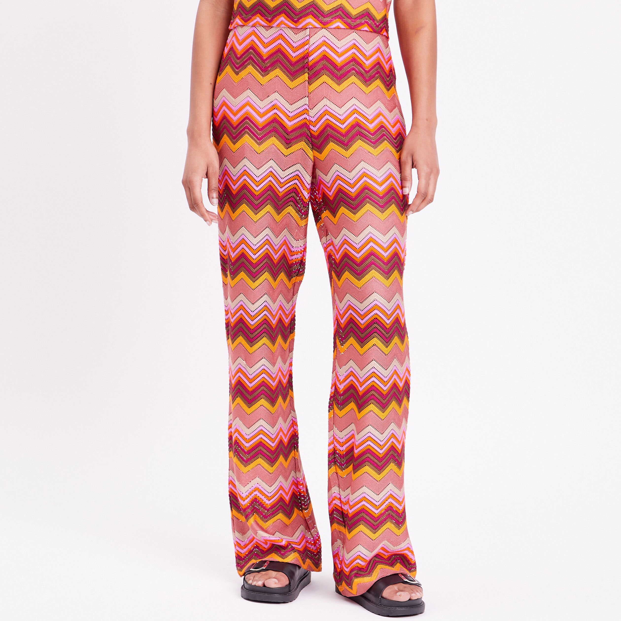 Pantalon large crochet stretch marron femme | Cache Cache
