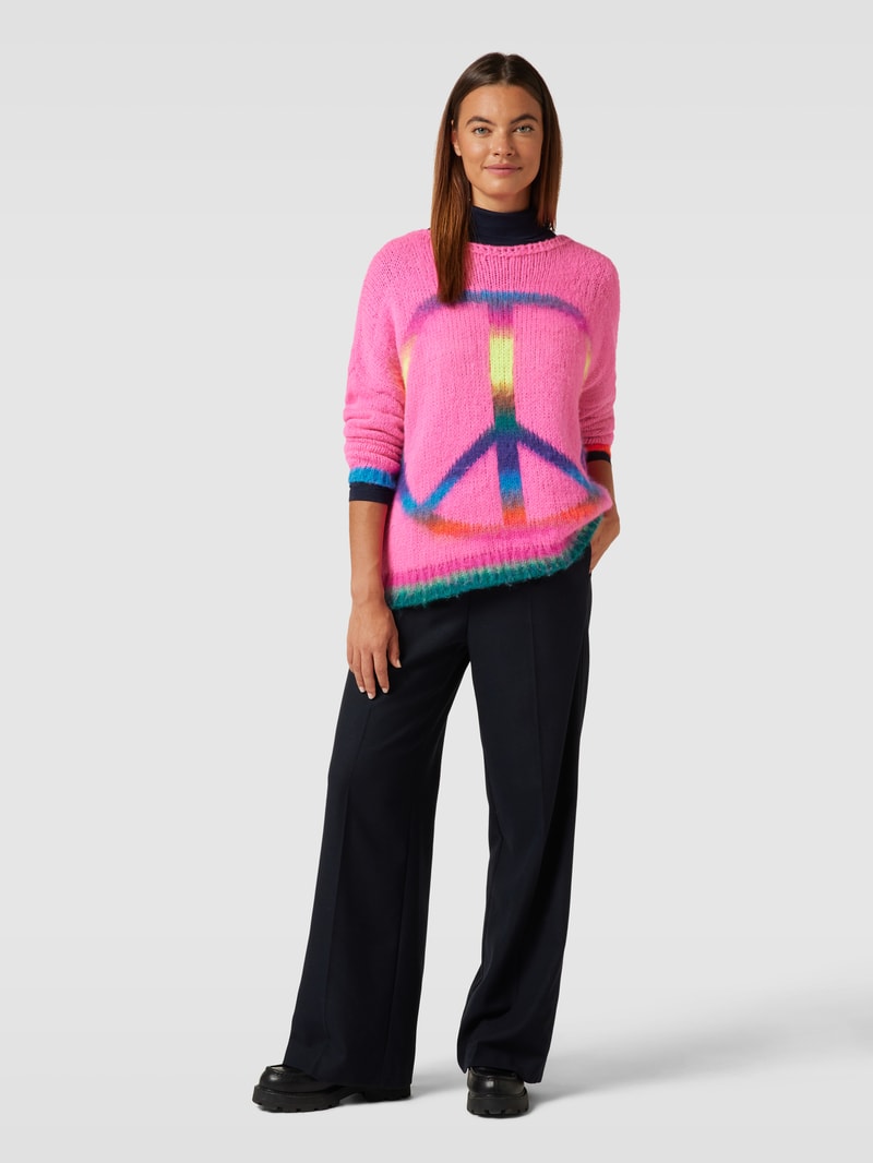 Strickpullover mit überschnittenen Schultern Modell 'PEACE' in pink