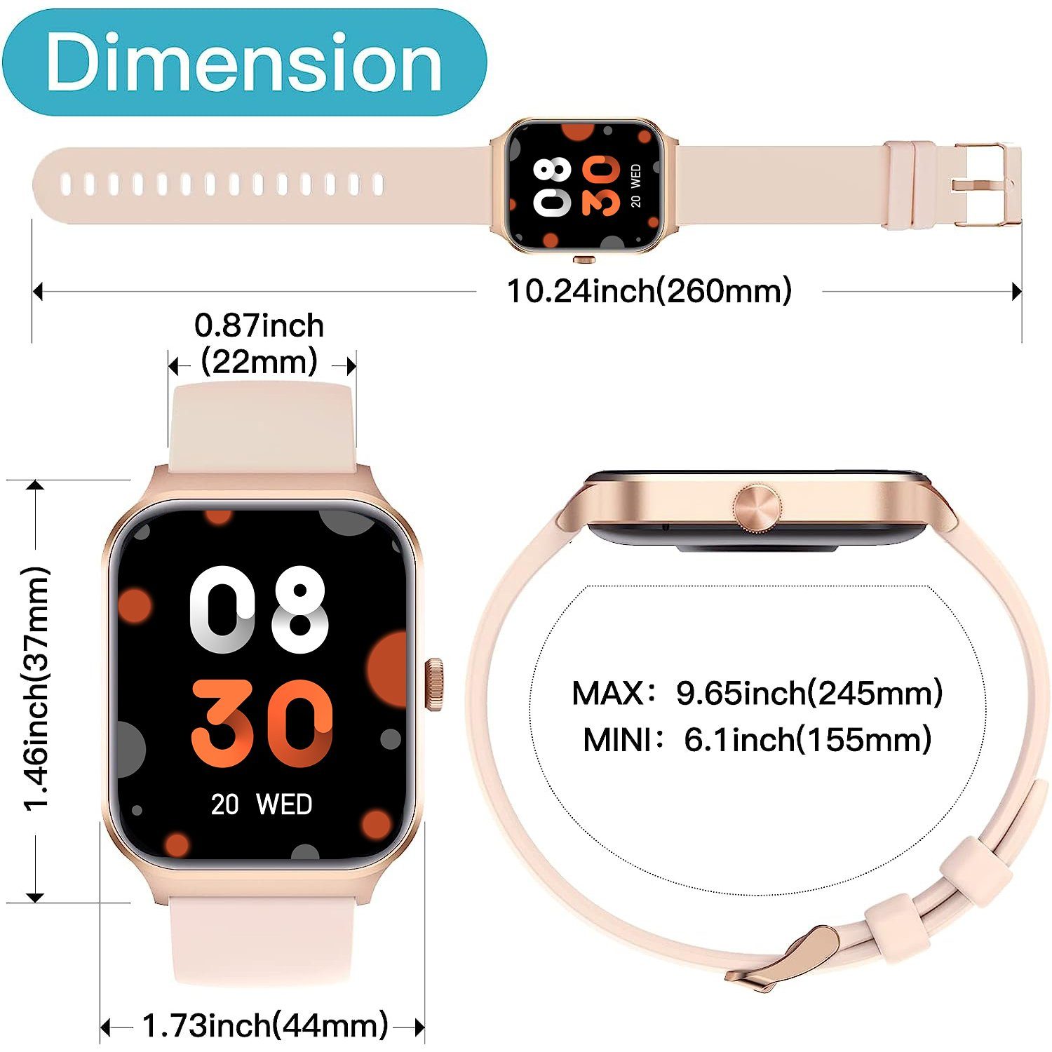 Yuede Smartwatch Damen und Herren, Fitness Uhr Mit Sprachanruf, Smartwatch (4,98 cm/1,96 Zoll) Fitness Tracker mit Schrittzähler, Schlaftracking, Kalorienverbrauch, Sportuhren mit Herzfrequenzmessung, Schlafuberwachung, Blutsauerstoffmessung, Sportar