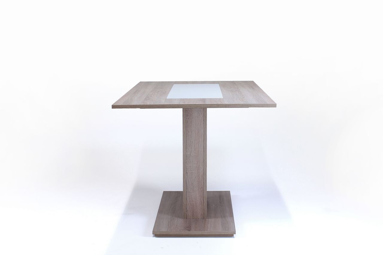 byLiving VIENNA Säulentisch, Breite 110 cm, Eiche-Optik, Einlage schwarz/weiß