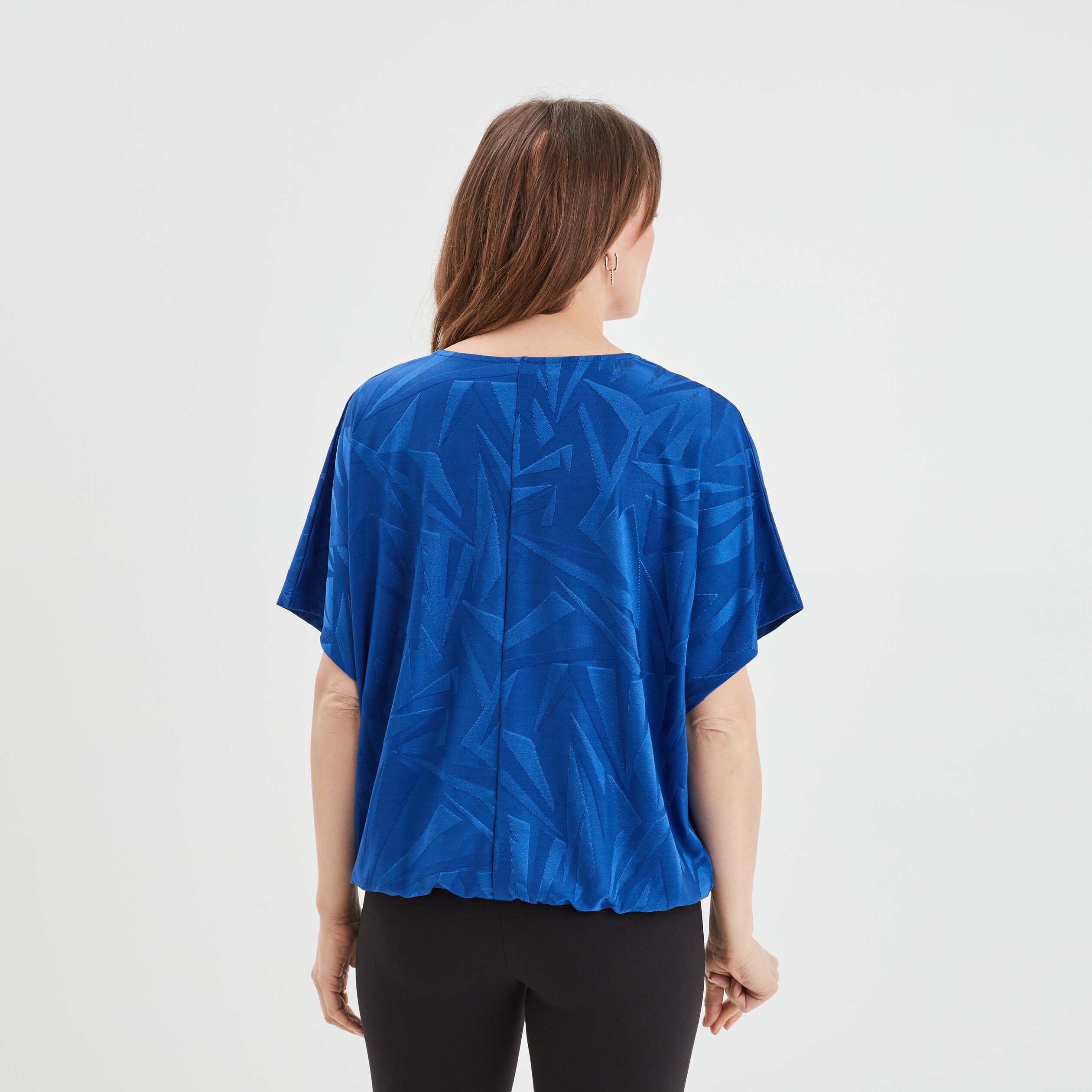 T-shirt col V à chaine manches courtes bleu electrique femme | La Halle