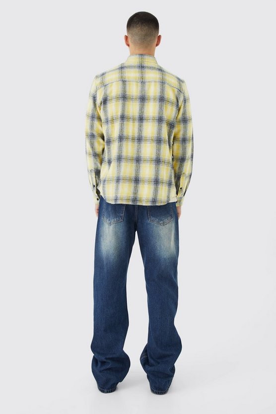 Langärmliges kariertes Flannel Overshirt