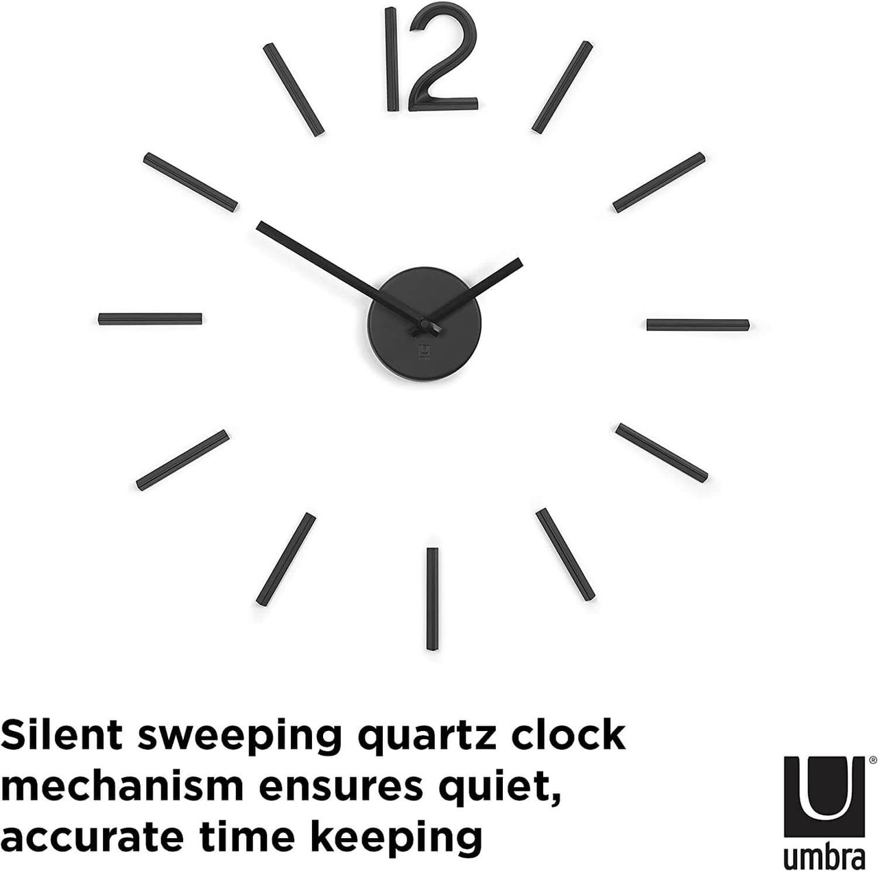 trends4cents Umbra BLINK DIY Quarz Wanduhr ohne Rahmen als Wanddekoration aus Metall mit Ziffern zum Aufkleben