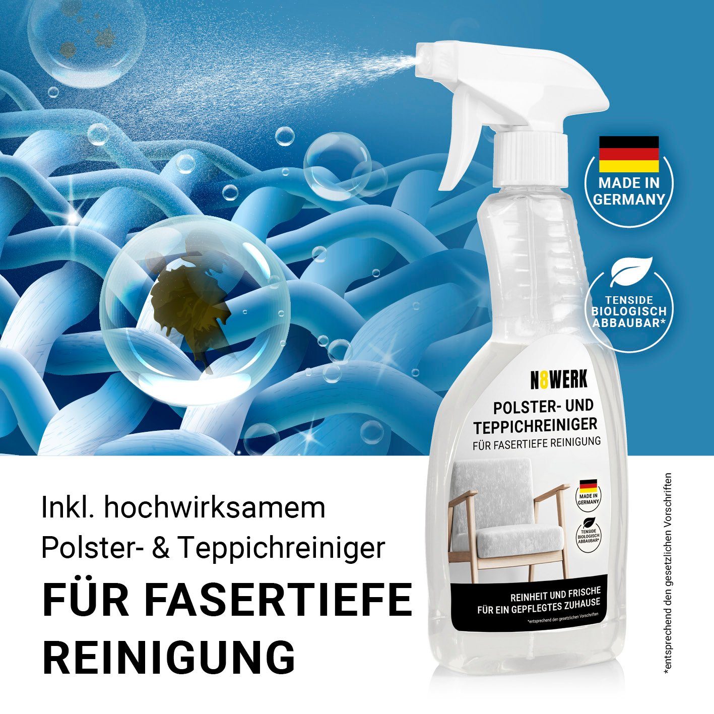 N8WERK Nass-Trocken-Sauger Waschsauger Teppichreiniger Portable Clean, 400 W, Saugwischer Nasssauger Staubsauger