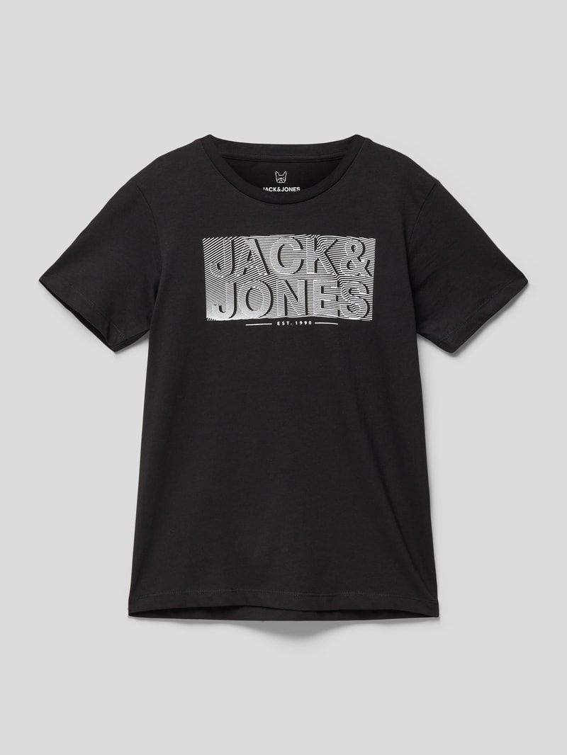 T-Shirt mit Label-Print in schwarz