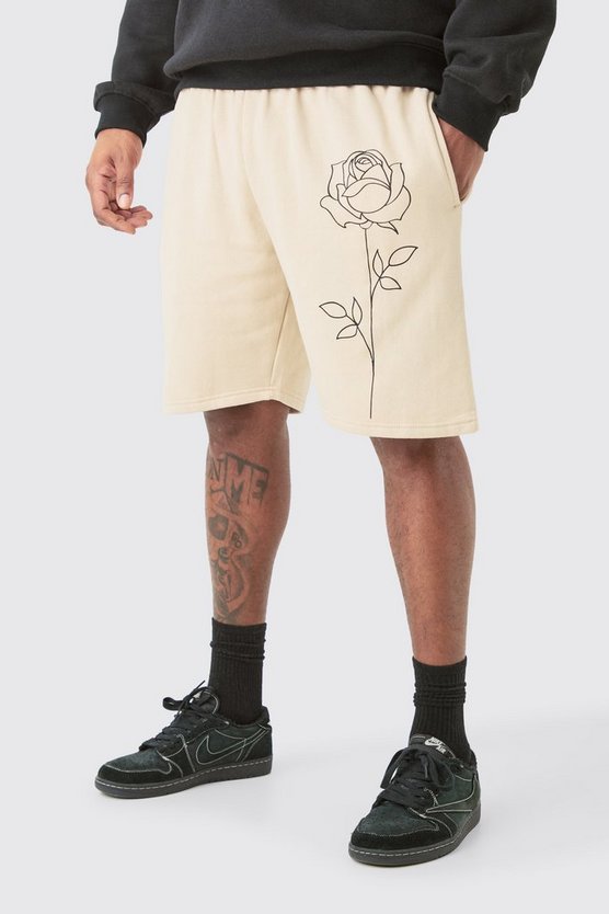 Plus lockere Jersey-Shorts mit Print