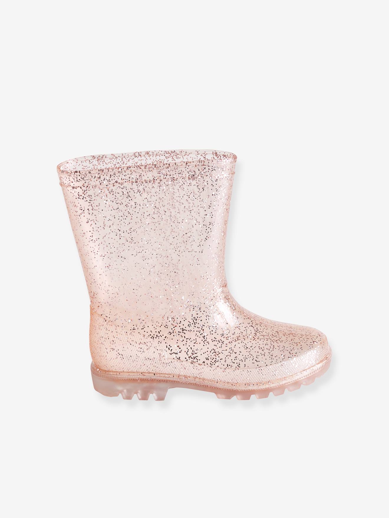 Bottes de pluie pailletées enfant rose